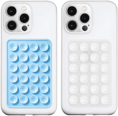 LvShuLiangPin Anteel Silicone Suction Phone Case Mount, Silicon Adhesive Phone Accessory for Smartphones, Hands-Free Mirror Shower Phone Holder for Selfies, Tiktok Videos (Translucent&Baby Blue) by LvShuLiangPin