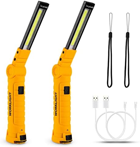 Lmaytech Tool Gifts for Men,Rechargeable LED Work Lights 2-Pack, Magnetic Base, Christmas Gifts for Him, Dad, Handyman - 5 Lighting Modes for Car Repair, Grill, Outdoor Use by Lmaytech
