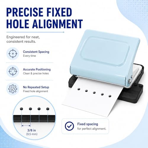 10 Hole Punch Binding Machine Kit for Planner (Blue) with 10 Multi-Color Spiral Coils, Adjustable A4 A5 B5 Paper Puncher, DIY Notebook Scrapbook Maker for Home Office School Organization - Image 3