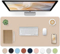 Leather Desk Pad, Mouse Pad, Non-Slip Desk Protector Mat, Leather Desk Blotter, Computer Desk Pad, Waterproof Desk Mat for Office Home Decor - Beige (31.5×15.7 Inches) by Bloss