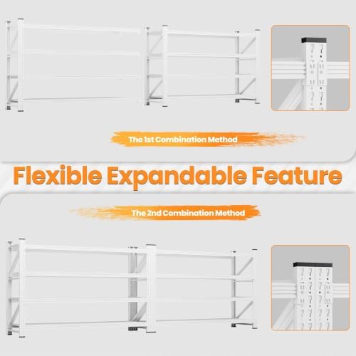 79” Wide Heavy Duty Metal Garage Shelving, White Storage Shelf - Image 5