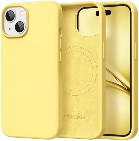GolbinBox Magnetic for iPhone 15 Case, Silicone Cover, Buttercream Yellow by GolbinBox