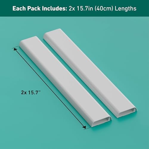 D-Line TV Wall Mount Cord Hider, Hide Mounted TV Cables, Wire Covers, Self Adhesive Cover for Cords, Paintable, Low Profile, Seamless Cable Raceway - 2X 2.36in W x 0.59in H x 15.7in L - White - Image 4