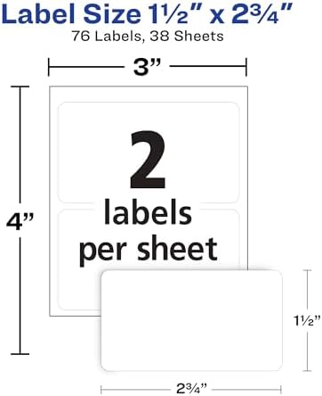 Avery Labels, 1.5" x 2.75", White, 76 Count | Permanent | Multi-Use | Non-Printable | Pack of 2 - Image 5