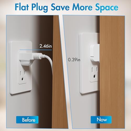 3 Outlets Flat Plug Extension Cord 6FT, 3 Prong Thin Grounded Power Strip, Right Angled Flat Plug, Low Profile Flat Indoor Cable, NISPT-2 16/3 AWG, 13A/125V/1625W, ETL Listed, White, 25 Zip Ties - Image 4