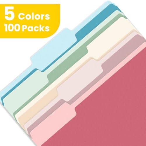 SUNEE File Folders Letter Size Retro Colors, 100 Pack Folders for Documents 1/3-Cut Tabs, Colored File Folders Office Home School for Documents Files Paper - Image 4