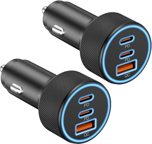 USB C Car Charger, 3Port 67W Dual USBC & USB-A Car Phone Fast Power Adapter by KENHAO