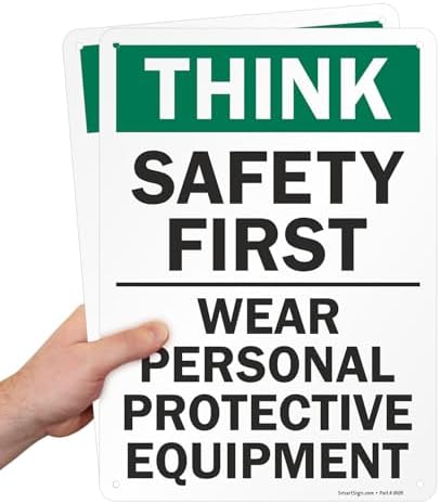 SmartSign 2-Pack 'Think Safety First Wear Personal Protective Equipment' Sign - 10" x 14", 40 mil Laminated Rustproof Aluminum, Fade-Resistant, Green, Black and White, Made in USA - Image 7
