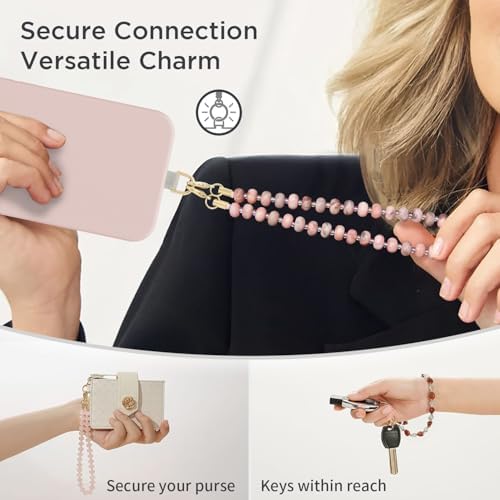 POSADINA Natural Stone Phone Charm, Beaded Healing Phone Wrist Strap, Handmade Cellphone Chain Lanyard with Tether Tab - Image 6