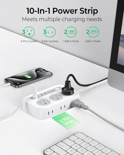 ORICO Surge Protector Power Strip, Multiple Outlets Extension Cord - Image 3