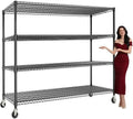73.8" H Storage Shelves 4-Tiers Heavy Duty Shelving Unit with Wheels, 2640LBS Garage Shelving for Pantry Garage Kitchen Home Commercial, 73.8" H x 59" W x 23.9" D by Unknown