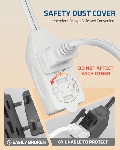 DEWENWILS 6FT Extension Cord, AWG16/2 13A/125V, White, ETL Listed, 2 Pack - Image 2
