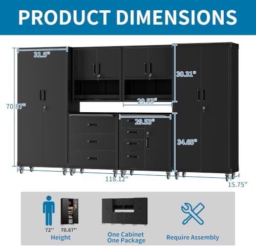 6-Piece Garage Storage Cabinets System Heavy Duty Workshop Set - Image 2