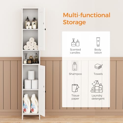 Homleke Tall Bathroom Storage Cabinet with 2 Doors, Slim Bathroom Cabinet - Image 4