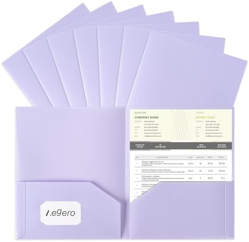 Aegero Plastic Folders with Pockets (7 Pack, Lavender Violet) by Unknown