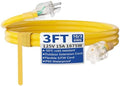 3FT Outdoor/Indoor 10/3 Extension Cord with Lighted, Yellow by Unknown