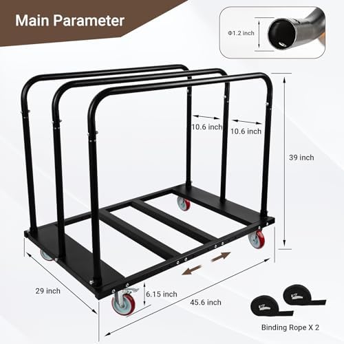 Folding Table Cart, Heavy Duty Drywall Dolly Cart 1800 LBS - Image 3