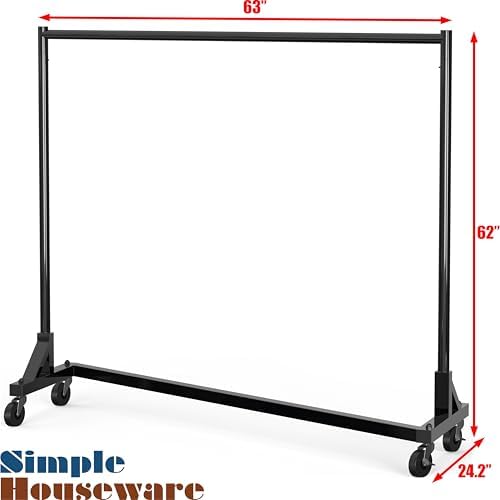 Simple Houseware Industrial Grade Z-Base Garment Rack, 63" W/500Lb, Black - Image 6