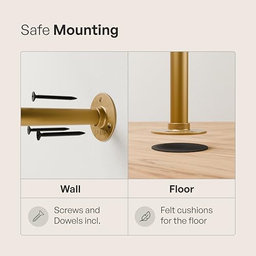 pamo Industrial Clothing Rack Wall Mounted Gold – 79" W × 87" H, 660 lbs - Image 5