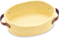 ABenkle Small Woven Basket with Handles, Mini Rope Storage Basket, Tiny Cute Shelf Basket, Oval Decorative Toys Basket for Nursery, Living Room, Empty Gift Basket, 9.4" x 5.9" x 3.9" - XS by ABenkle