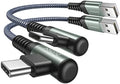 AINOPE 2-Pack 0.5ft USB C Cable, 3.1A Fast Charging, Right Angle, Durable Nylon Braided, Compatible with Galaxy S22 S21 Plus S20, Note 10 9 LG, Type C Charger by AINOPE10yearsforphoneaccessories