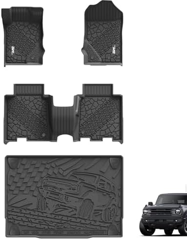 3W Floor Mats & Cargo Liner Fit for 2021-2026 Ford Bronco 4 Door(Not for Sport&Rubberized Floor) by 3W