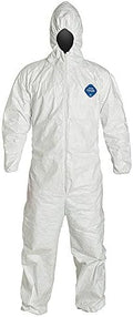 DuPont Tyvek TY127S Disposable Coverall with Respirator-Fit Hood and Elastic Cuff, White, Medium by DuPontPersonalProtection