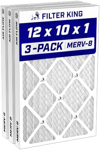 Filter King 12x10x1 Air Filter MERV 8, AC Furnace Filters (3-Pack) by FilterKing