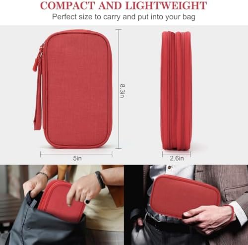 FYY Electronic Organizer, Travel Tech Pouch Bag, Medium, Red - Image 2