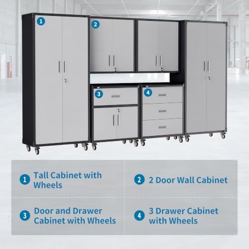 6-Piece Garage Storage Cabinets System Heavy Duty Workshop Set - Image 4