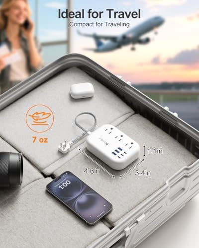 Beeiker Short Extension Cord 1 Ft,6 USB (3 USB C) Power Strip,3 Outlets - Image 4