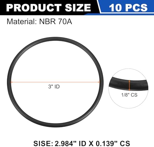 uxcell 10Pcs AS-234 NBR 70A O-Rings 3" ID x 1/8" CS/2.984" ID x 0.139" CS - Image 2