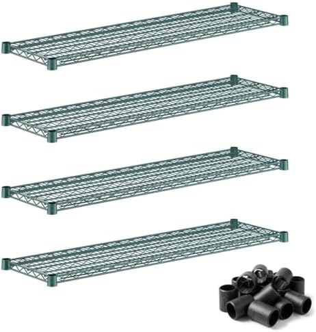 4-Pack Commercial 12"x48" Green Epoxy Wire Shelves NSF Heavy Duty Storage Rack Parts by Zedfire