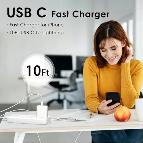 10FT iPhone Fast Charger,[Apple MFi Certified]iPhone USBC Fast ChargerBlock - Image 6