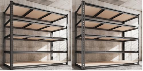 REIBII 3000LBS Garage Shelving for Warehouse, 5 Tier Heavy Duty Shelving (Pack of 2) by REIBII