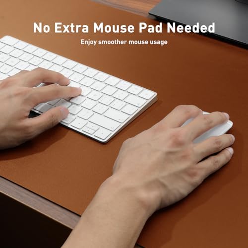 Aothia Faux Leather Desk Mat - Non-Slip PU Leather Desk Blotter, Waterproof Writing Surface, Large Desk Pad for Office & Home (Brown, 55" x 24") - Image 4