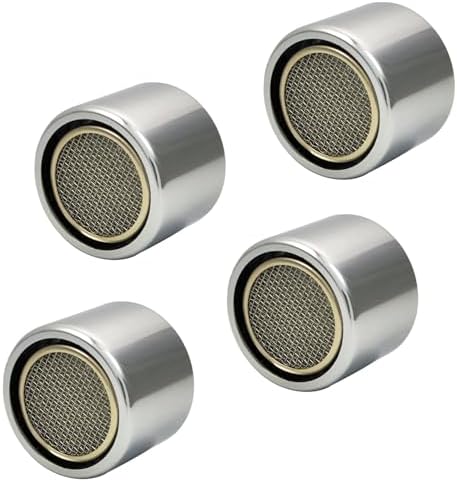 Bathroom Sink Aerator,2.2 GPM Faucet Aerator, Made of Solid Brass and Stainless Steel,55/64 Inch Female Thread Faucet Replacement with Gasket,For Kitchen and Bathroom,4PCS(Silver) by Unknown