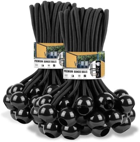 Tarp Bungee Cords with Balls 9 Inch,Heavy Duty 1 Inch Ball Bungees Ties by Kinzomor
