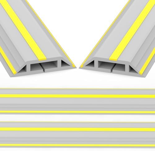 Eapele Floor Cord Cover 10ft (2 Pack) Cord Covers for Wires on Floor, Heavy Duty Extension Cord Cover, Rubber Floor Cable Cover, Prevent Trip Hazard for Sidewalk Home Office Outdoor or Indoor Settings by Eapele