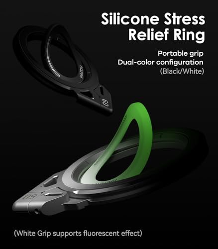 Aulumu G09 Magnetic Ring Grip | Omnidirectional Rotation | MagSafe Compatible | Aluminium Alloy Construction | Stable Dual-Sided Magnetic Attachment | Includes Handle Ring Phone Stand- Silver - Image 6