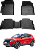 Joruoo-Floor Mats for Kia Seltos 2026 2025 2024 2023 2022 2021, Kia Seltos Accessories TPE All Weather Custom Fit Floor 1st and 2nd Row (Black) by JORUOOServeyouwellalltheway