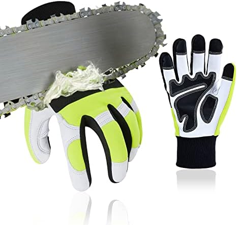 Vgo... Leather Chainsaw Gloves,left-hand Saw Protection(GA9767CS/GA8912) by Vgo