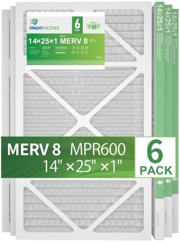 TRIGHTFILTERS 14x25x1 Air Filter 6 Pack, Durable MERV 8 Pleated Home HVAC AC Furnace Filters, Lightweight Compact Air Conditioner Filter Replacement - Image 4