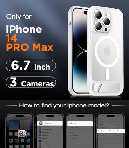 Temdan Magnetic Compatible with iPhone 14 Pro Max Case, [Built-in Invisible Kickstand][Compatible with MagSafe] [Military Grade Shockproof] Slim Translucent Matte Phone Case for iPhone 14 Pro Max 6.7" - Image 2