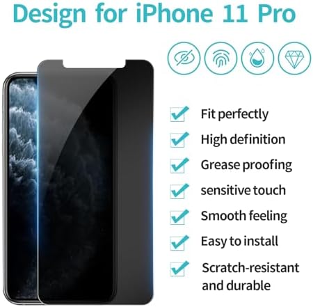 PEHAEL for iPhone 11 Pro Privacy Screen Protector+Camera Lens Protector - Image 2