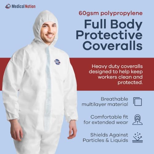 Medical Nation Hazmat Suits Disposable | 1 Pack, Small | Protective Coveralls with Attached Hood and Boots | Heavy Duty Full Body Painters Suit for Adults - Breathable & Water Resistant - Image 5