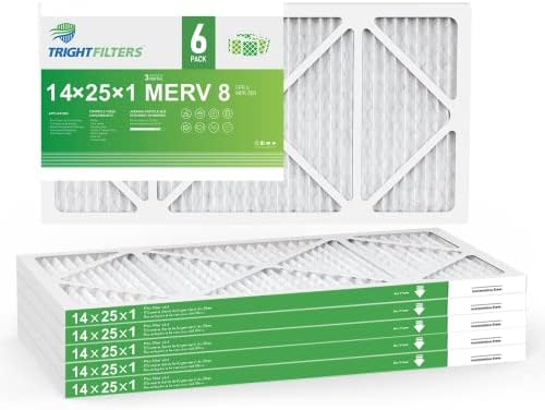TRIGHTFILTERS 14x25x1 Air Filter 6 Pack, Durable MERV 8 Pleated Home HVAC AC Furnace Filters, Lightweight Compact Air Conditioner Filter Replacement - Image 3