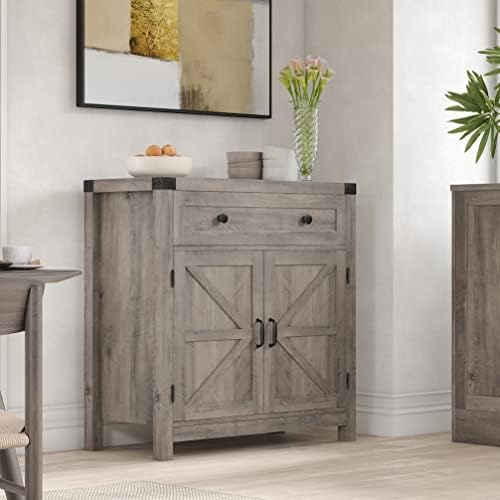 HOSTACK Kitchen Storage Cabinet, Farmhouse Coffee Bar Cabinet, Ash Gray - Image 4