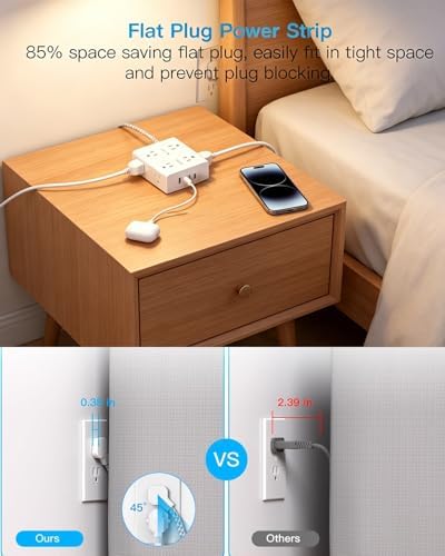 Extension Cord 10 Ft, One Beat Surge Protector Power Strip 10 Ft Long Cord - Image 5