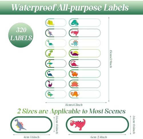 Waterproof Name Labels for Kids Daycare 320 Pcs, Dinosaur - Image 2